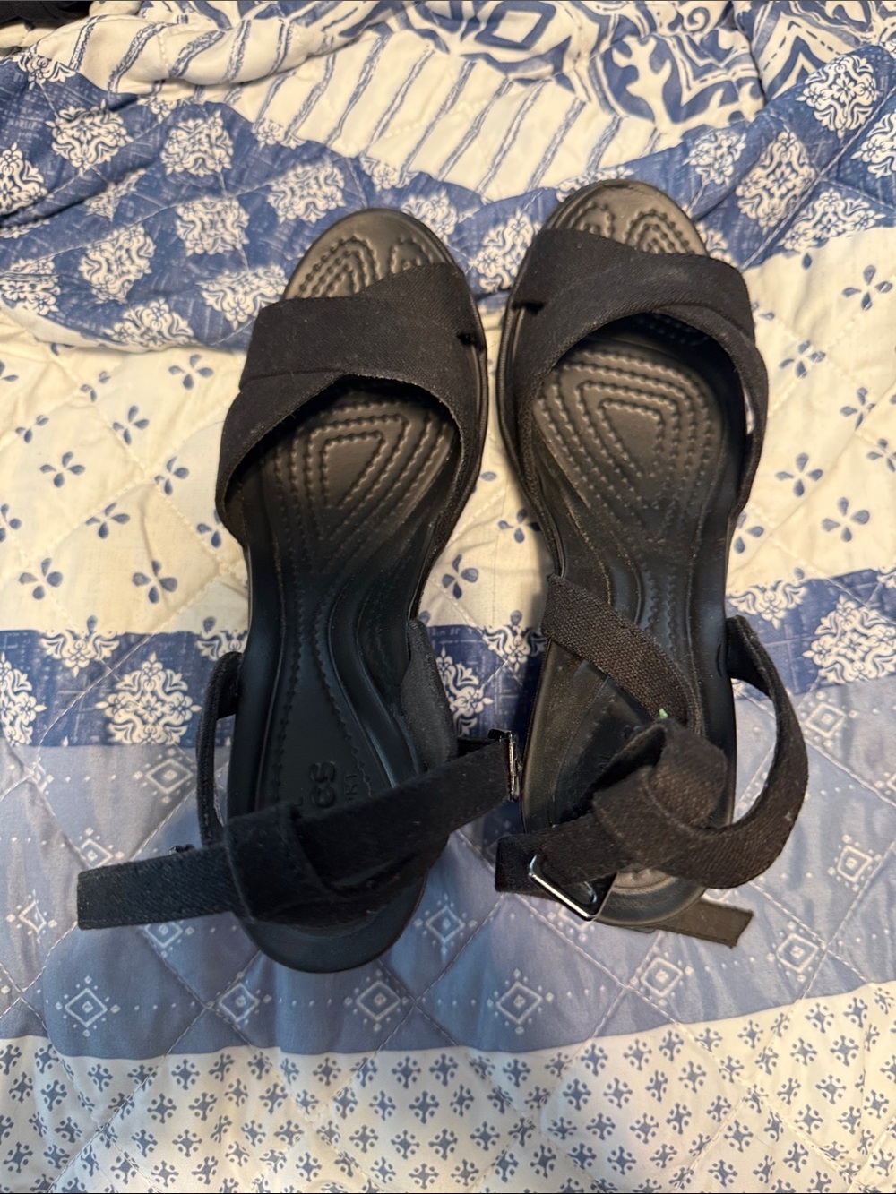 Women’s Black Comfort Strap Wedge Sandals
